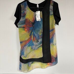 Korea tunic, multi color, layered tunic/ top., Washable  XL NWT